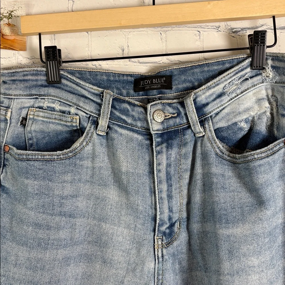 JUDY BLUE High Rise Slim Straight Leg Destroyed Jeans JB82391size 11/30 - Picture 4 of 11